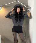 MIXXO MIXXO Hoodie Fur Hood Knit Zip-Up Cardigan