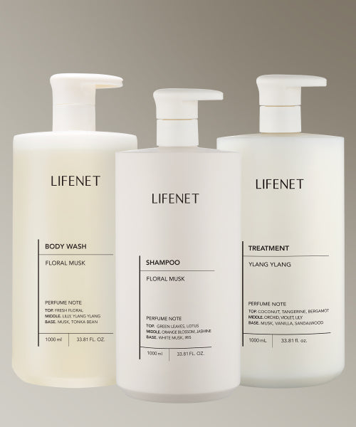 LIFENET [3 types] 1000ML 3-piece set (Wash + Shampoo + Treatment)