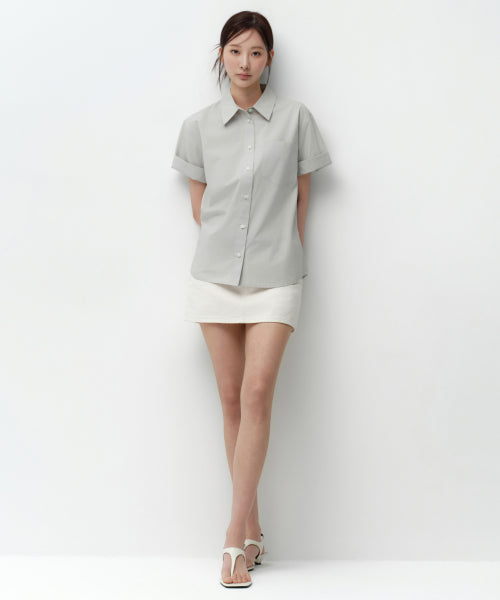 MUSINSA STANDARD WOMAN MUSINSA STANDARD WOMAN Relaxed Soft Poplin Short Sleeve Shirt [Dusty Mint]