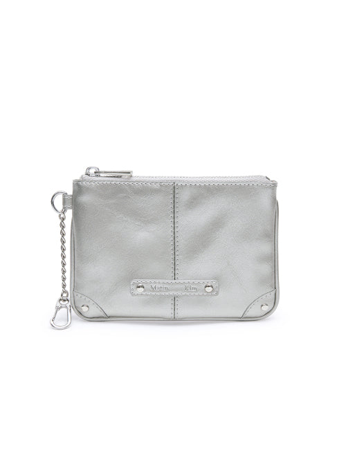 MATIN KIM MATIN KIM Rivet Point Mini Coin Wallet in Dark Silver