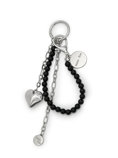 MATIN KIM Heart Charm Keyring in Black