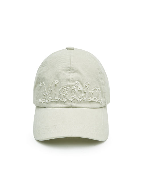MATIN KIM MATIN KIM ROUGH CUT APPLIQUE BALL CAP IN LIGHT BEIGE