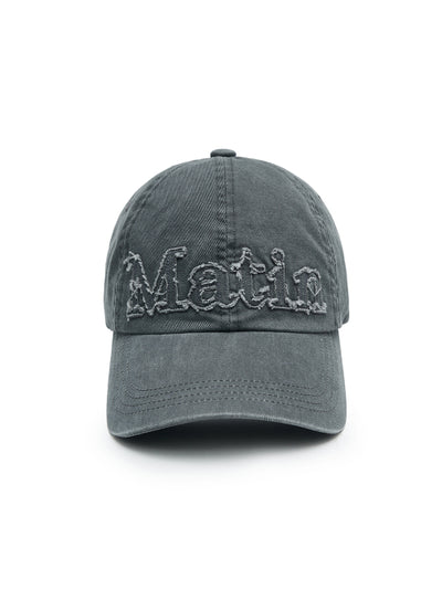 MATIN KIM ROUGH CUT APPLIQUE BALL CAP in Grey