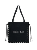 MATIN KIM MATIN KIM EYELET LOGO CANVAS ECOBAG
