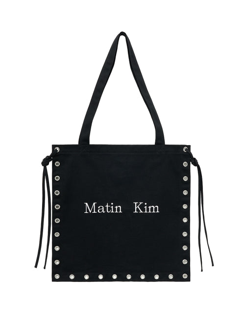 MATIN KIM MATIN KIM EYELET LOGO CANVAS ECOBAG