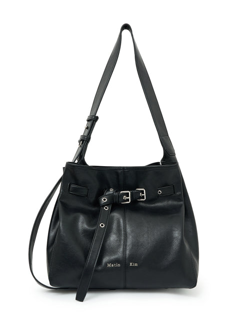 MATIN KIM MATIN KIM BELTED VOLUNN MID BUCKET BAG