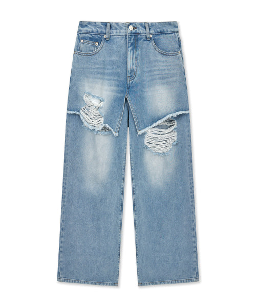 MATIN KIM MATIN KIM Front Layered Distressed Denim Pants