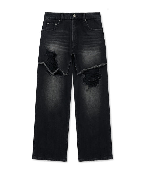 MATIN KIM MATIN KIM Front Layered Distressed Denim Pants