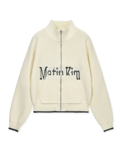 MATIN KIM Knit Zip Up in Ivory