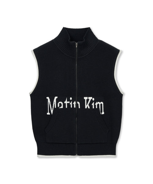 MATIN KIM MATIN KIM Knit Zip Up Vest in Black