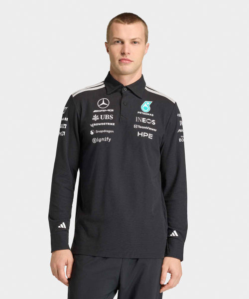 ADIDAS ADIDAS Mercedes AMG F1 Team Engineer Long Sleeve Polo - Black