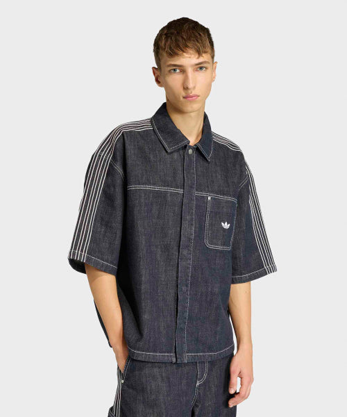 ADIDAS ADIDAS Denim Short Sleeve Work Shirt - Indigo Denim