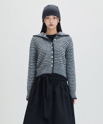 MIXXO Cardigan High Neck Striped
