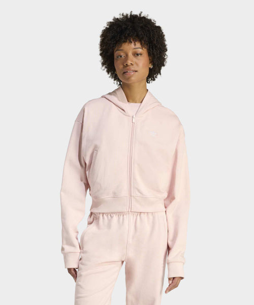 ADIDAS ADIDAS Essential French Terry Crop Zipper Hoodie - Sand Pink
