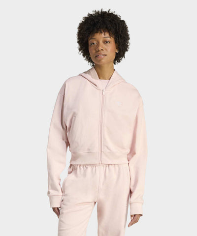 ADIDAS Essential French Terry Crop Zipper Hoodie - Sand Pink