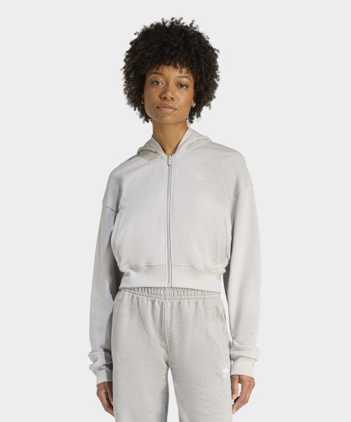 ADIDAS ADIDAS Essential French Terry Crop Zipper Hoodie - Size