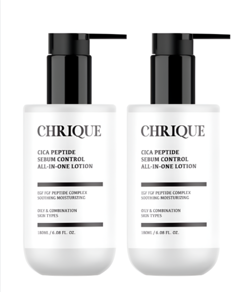 CHRIQUE Creek Cica Peptide Sebum Control All-in-One Lotion 180ml 2pcs