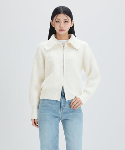 MIXXO Knitwear Two-Way Zip-Up Cardigan