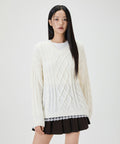 MIXXO MIXXO V-neck Lace Cable Pullover S