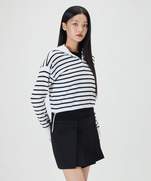 MIXXO MIXXO Knitwear Half Zip-Up Striped Pullover