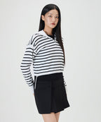 MIXXO MIXXO Knitwear Half Zip-Up Striped Pullover