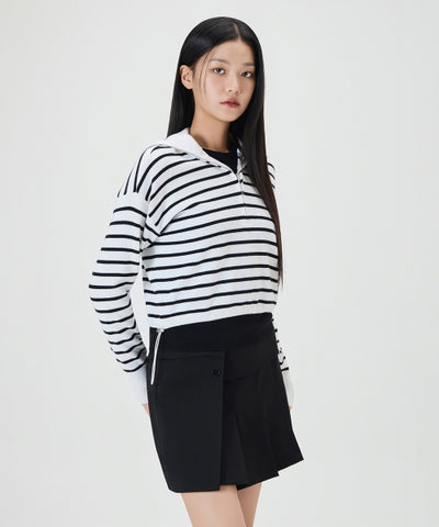 MIXXO Knitwear Half Zip-Up Striped Pullover