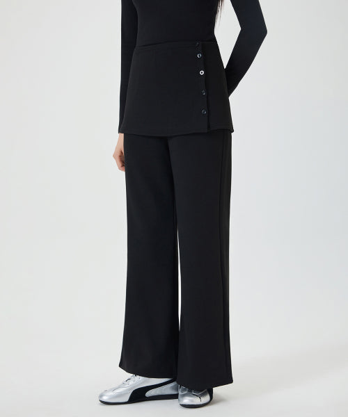 MIXXO MIXXO Brushed Skirt Layered Banding Pants (C)