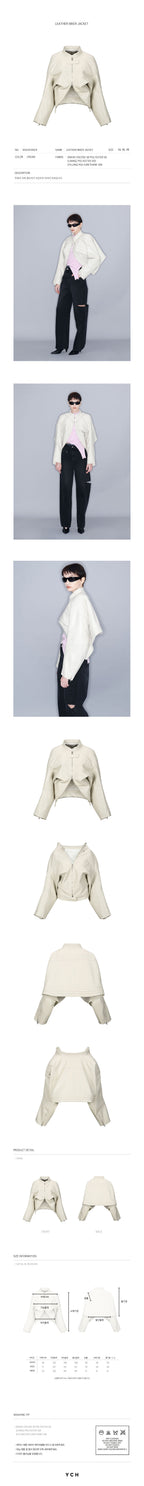 YCH LEATHER BIKER JACKET CREAM (W23JK105CR)