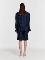 EENK YO Double-Breasted Jacket - Navy Stripe