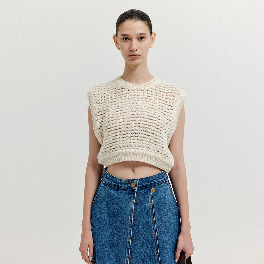 EENK EENK XIKI Crop Knit Vest - Cream