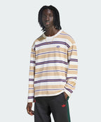 ADIDAS ADIDAS T-Shirt Long Sleeve Striped Waffle Tee - Beige:White
