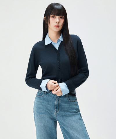 MIXXO Shirt Layered Cardigan (C)