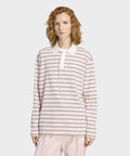 ADIDAS ADIDAS Striped Oversized Long Sleeve Polo T-Shirt - Sand Pink