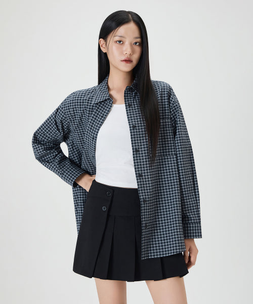 MIXXO MIXXO Shirt Overfit Check Sky Blue S