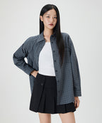 MIXXO MIXXO Shirt Overfit Check Sky Blue S