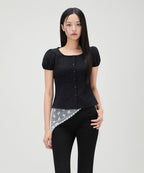 MIXXO MIXXO Shirring Cut Blouse Long Sleeve