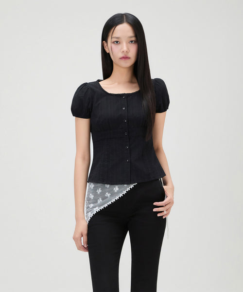 MIXXO MIXXO Shirring Cut Blouse Long Sleeve