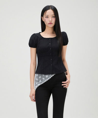 MIXXO Shirring Cut Blouse Long Sleeve