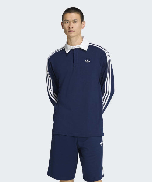 ADIDAS ADIDAS 3-Stripe Rugby Long Sleeve Polo - Night Indigo