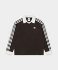 ADIDAS ADIDAS Waffle Long Sleeve Polo Tee - Dark Brown