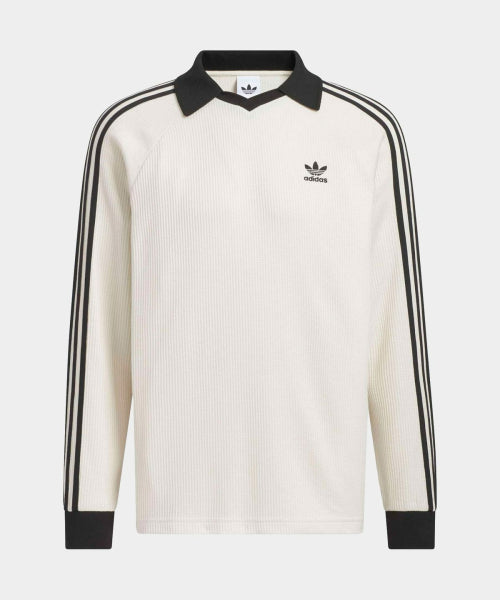 ADIDAS ADIDAS Waffle Long Sleeve Polo Tee - Wonder White