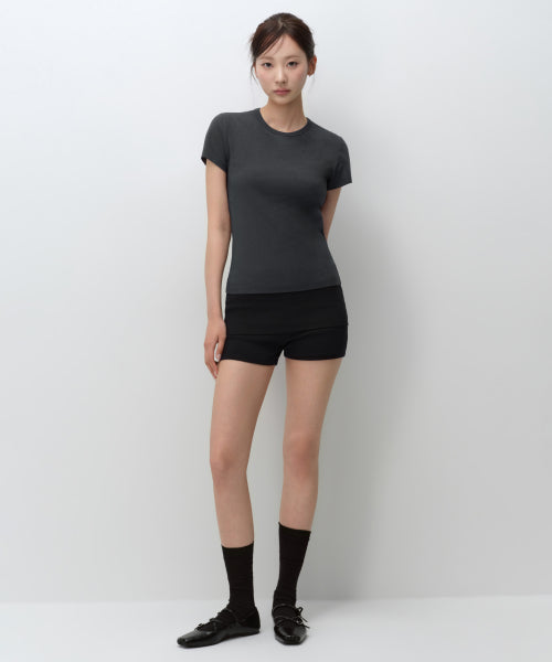 MUSINSA STANDARD WOMAN MUSINSA STANDARD WOMAN Women's Slim Crew Neck Bra T-Shirt (Dark Gray)