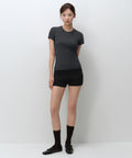 MUSINSA STANDARD WOMAN MUSINSA STANDARD WOMAN Women's Slim Crew Neck Bra T-Shirt (Dark Gray)