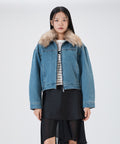 MIXXO MIXXO Denim Jacket with Fake Fur Collar