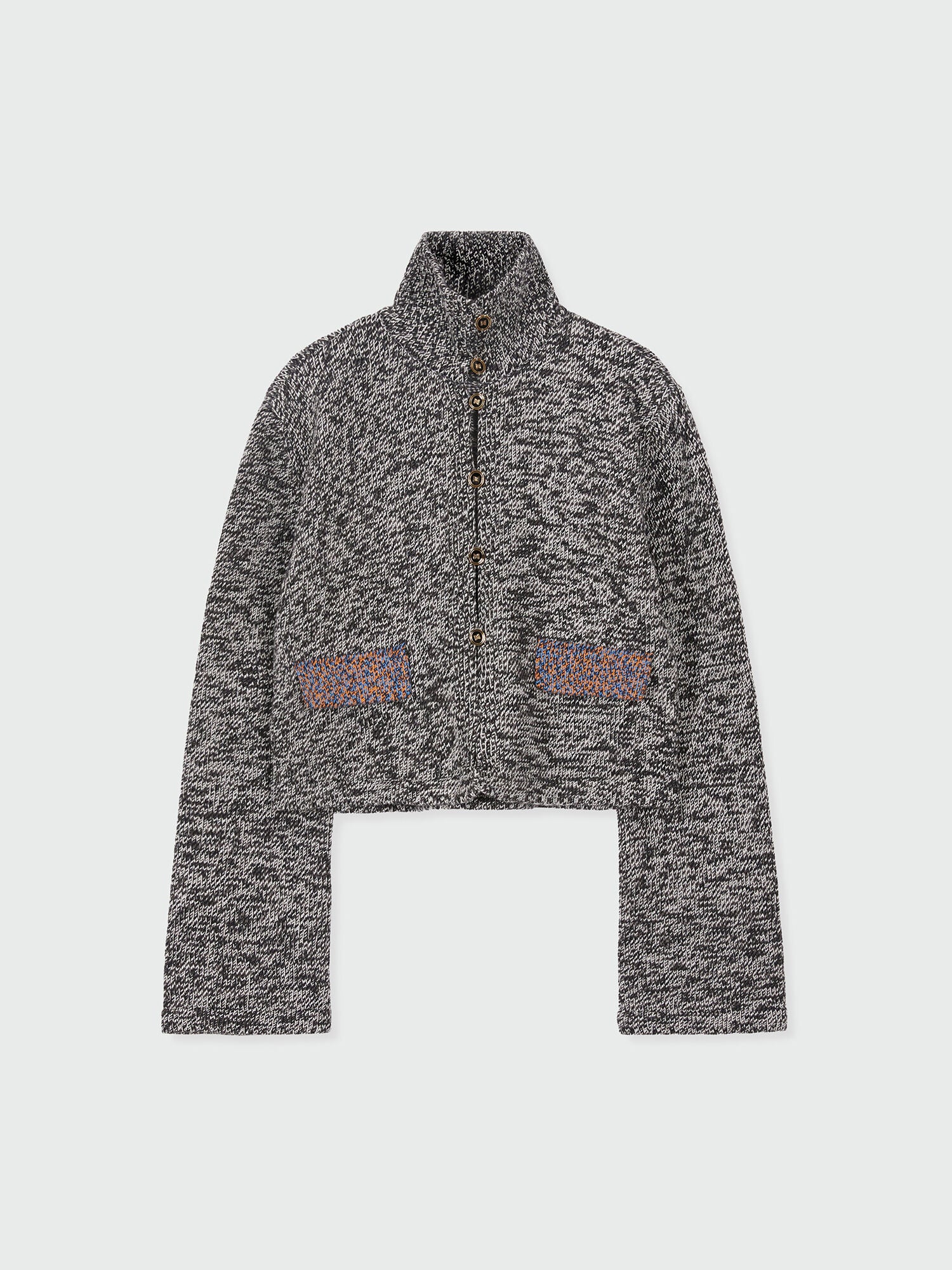 EENK ZAZZI Collared Knit Cardigan - Black/White