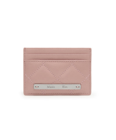 MATIN KIM PUFF QUILT CARD WALLET in Pink