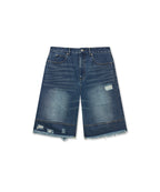 MATIN KIM MATIN KIM Destroyed Bermuda Denim Pants for Men in Navy