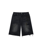 MATIN KIM MATIN KIM Destroyed Bermuda Denim Pants for Men in Black
