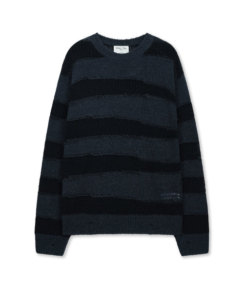 MATIN KIM MATIN KIM TEXTURE BLOCK STRIPE KNIT PULLOVER