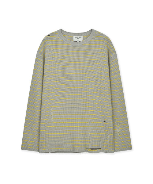 MATIN KIM MATIN KIM STRIPE DAMAGED LOOSE PULLOVER